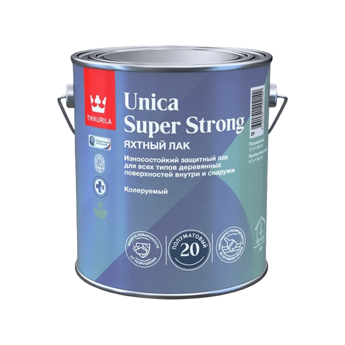 Лак Уника СУПЕР СТРОНГ 20 уретано-алкидн, универс, п/мат, Тиккурила 2,7л